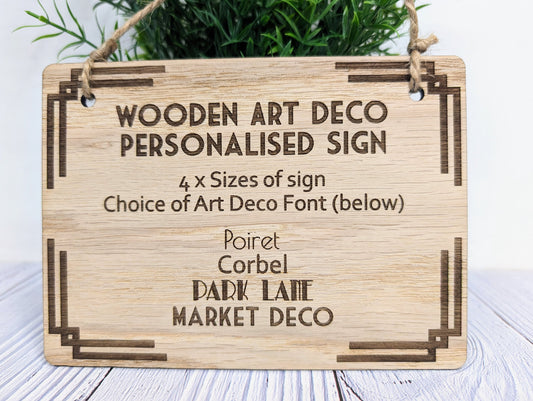 Art Deco Bespoke Text Wooden Sign – Select Your Font & Size | Eco-Friendly | Personalised Wall Decor - Ideal for Home, Office, or Business