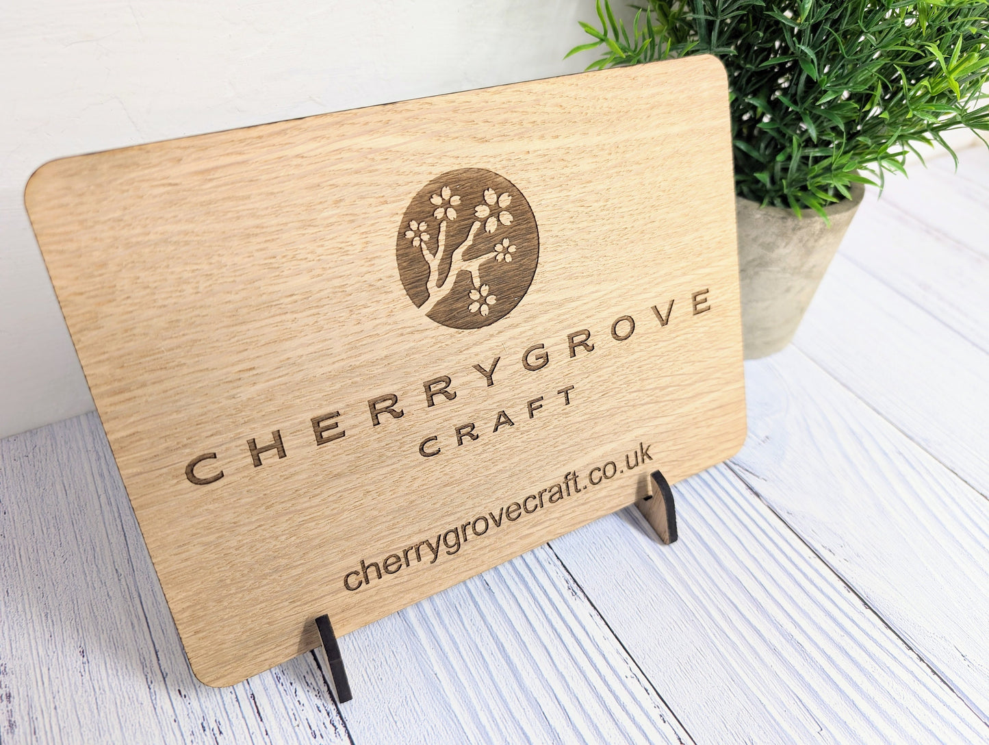 Custom Logo Display Wooden Sign with Optional Stand