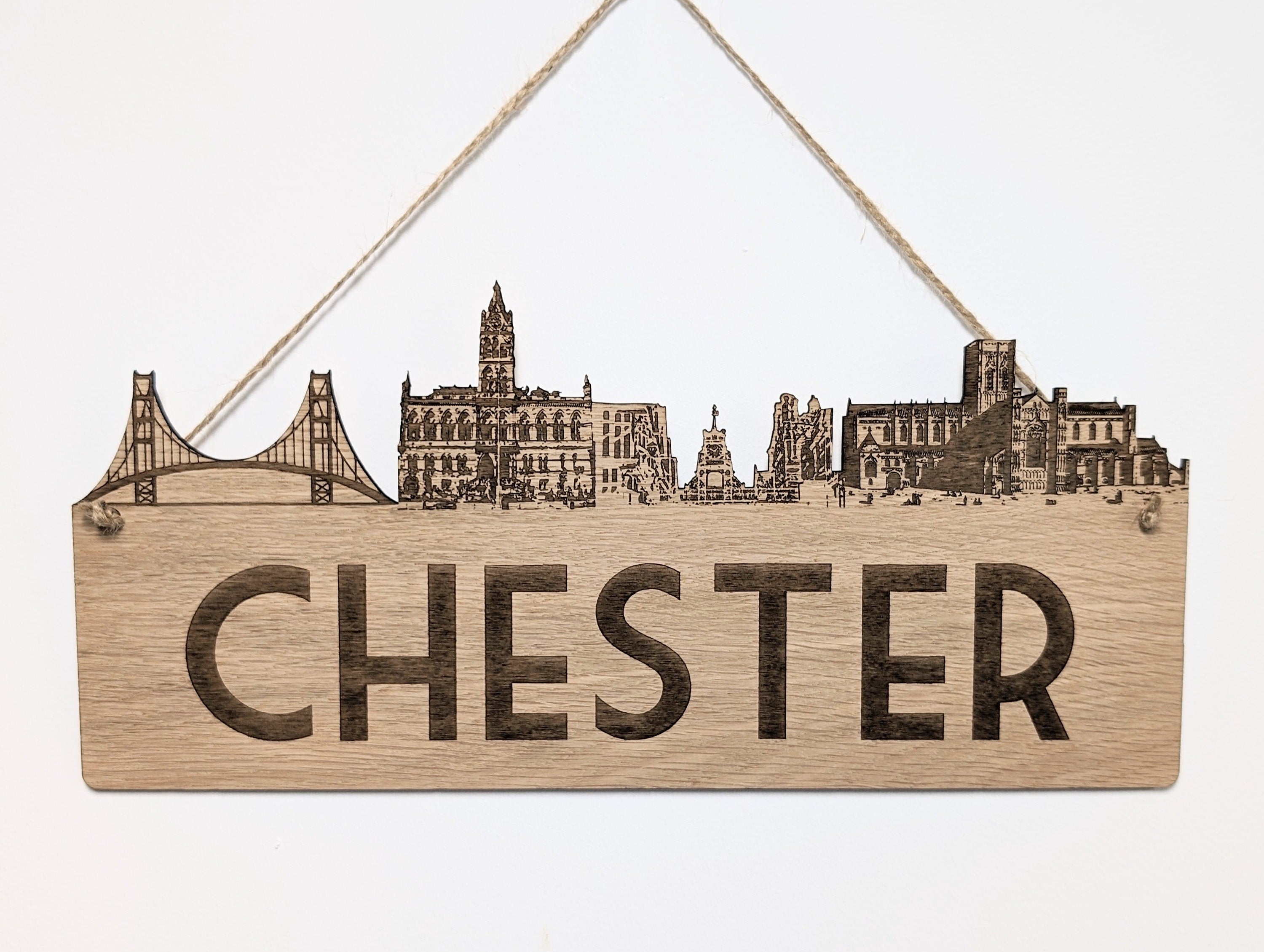Chester City Wooden Sign – Iconic Landmarks Design - CherryGroveCraft
