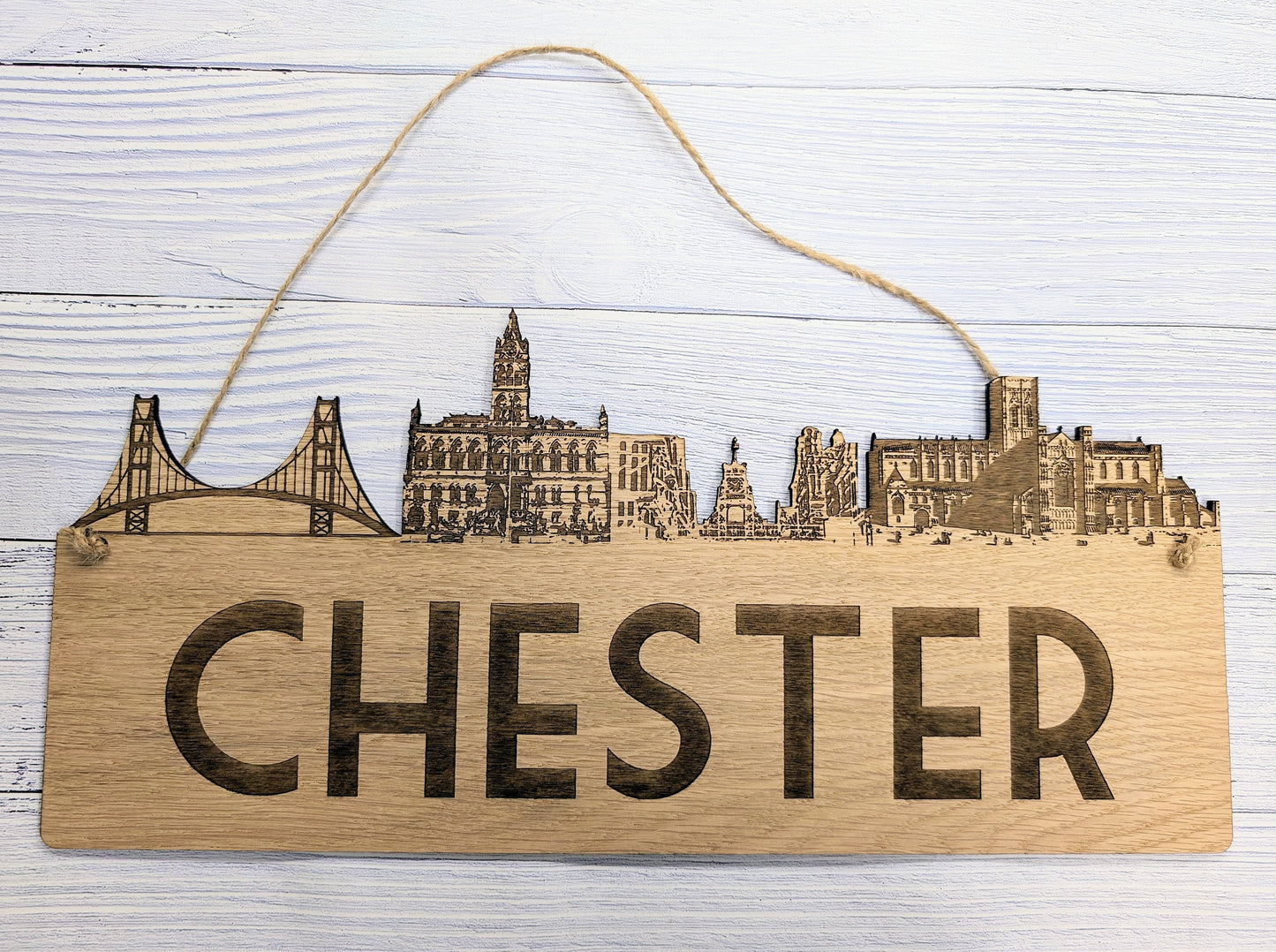 Chester City Wooden Sign – Iconic Landmarks Design