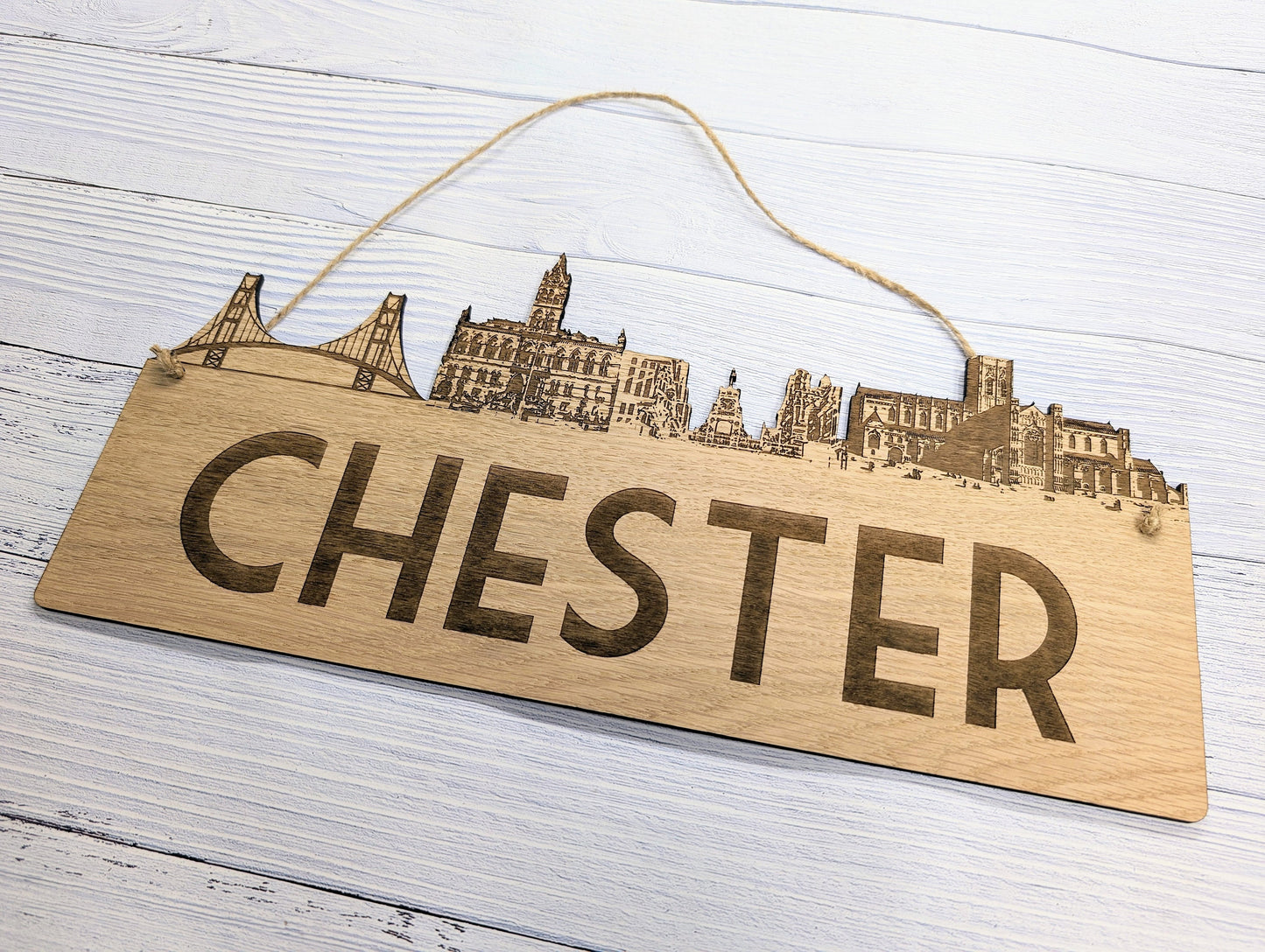 Chester City Wooden Sign – Iconic Landmarks Design