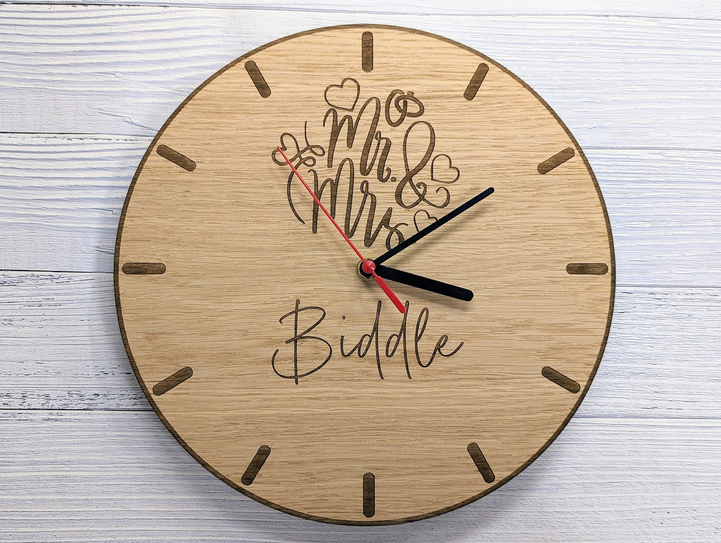 Personalised 'Mr & Mrs' Wooden Clock - 30cm Eco Gift Idea