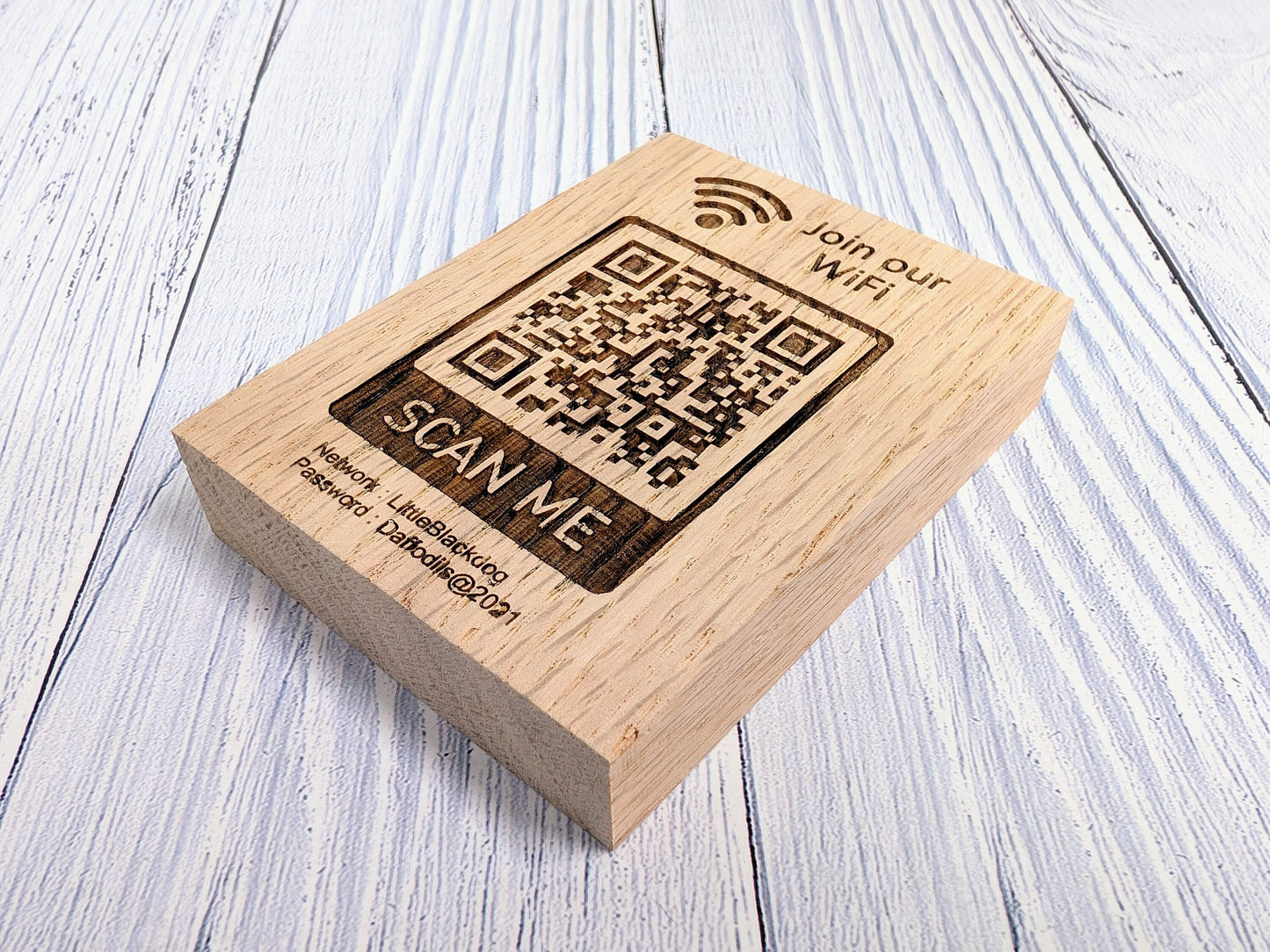 Wooden WiFi QR Code Freestanding Sign