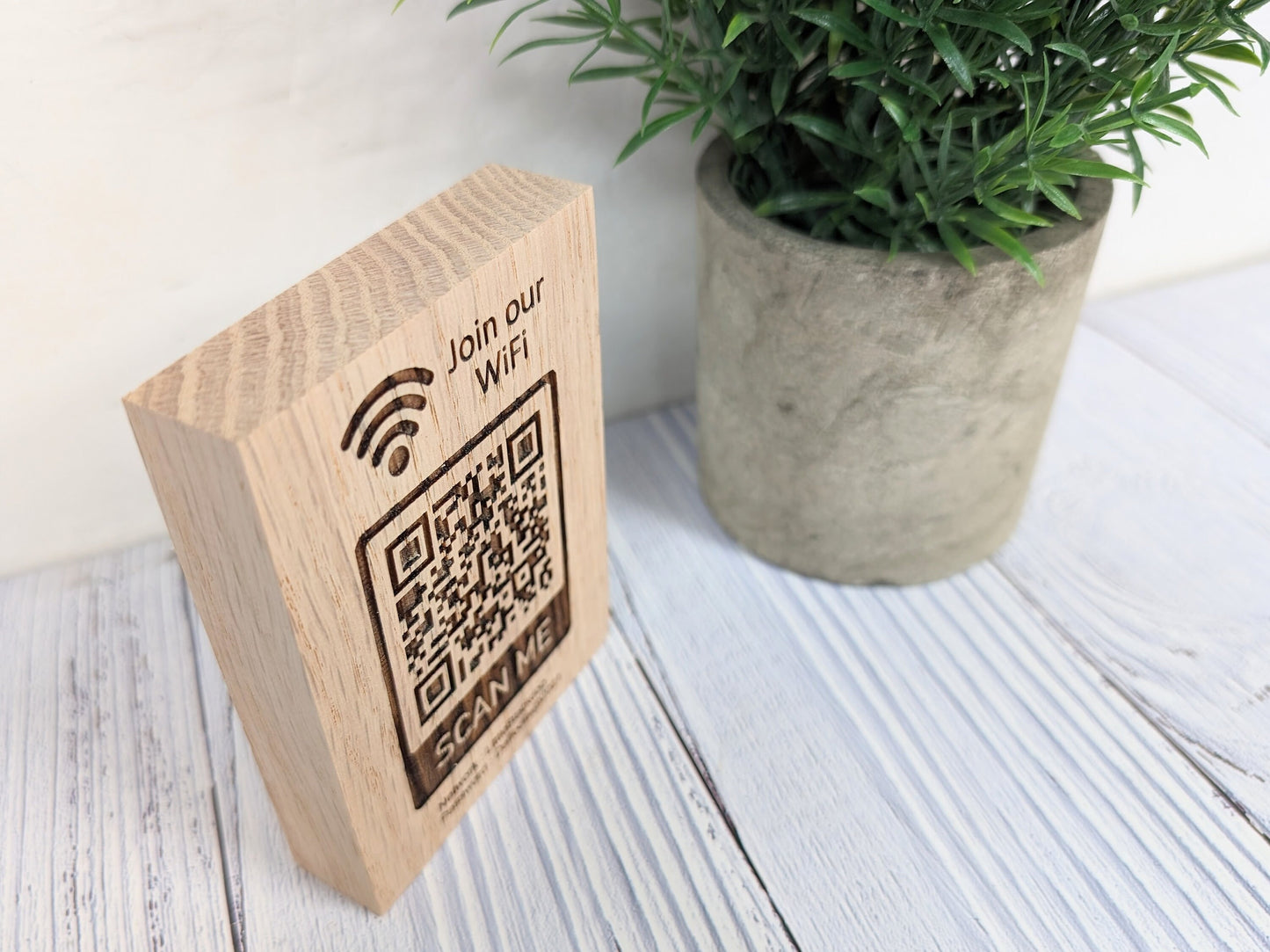 Wooden WiFi QR Code Freestanding Sign