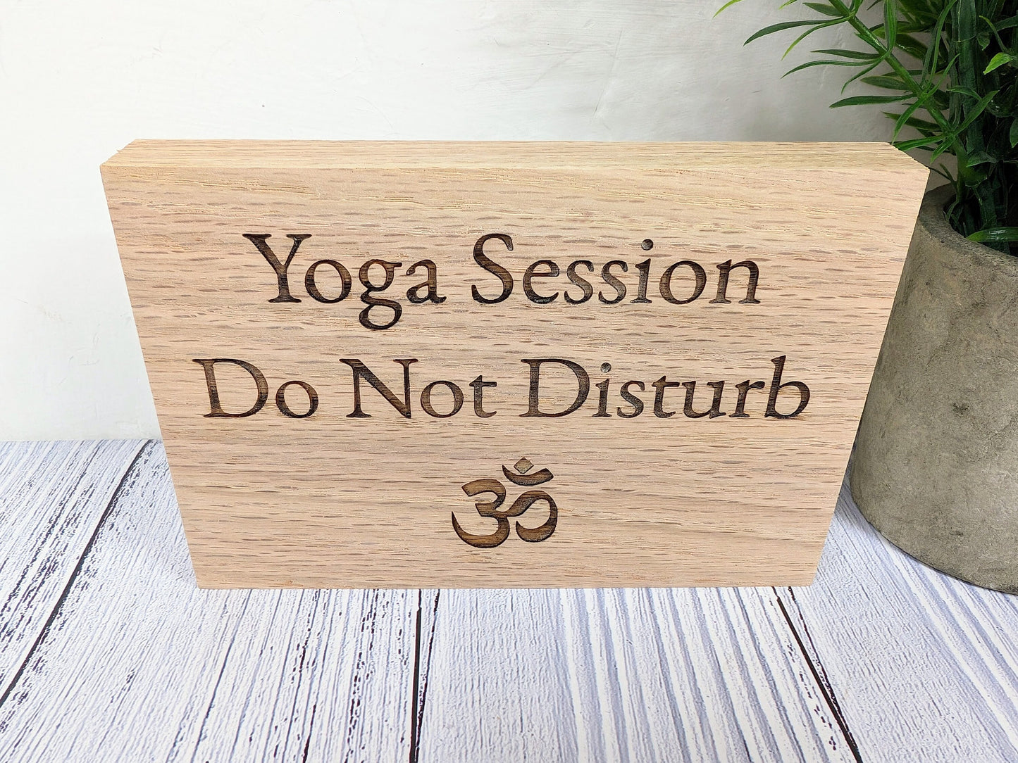 Yoga Do Not Disturb Oak Sign - Freestanding Sign - Yoga Session, Namaste Symbol - Perfect for Studios & Home, Namaste Sign, Gift For Yogis