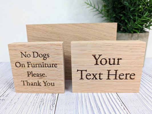 Custom Text Oak Block Freestanding Sign - 3 Sizes - Add Your Text & Optional Logo