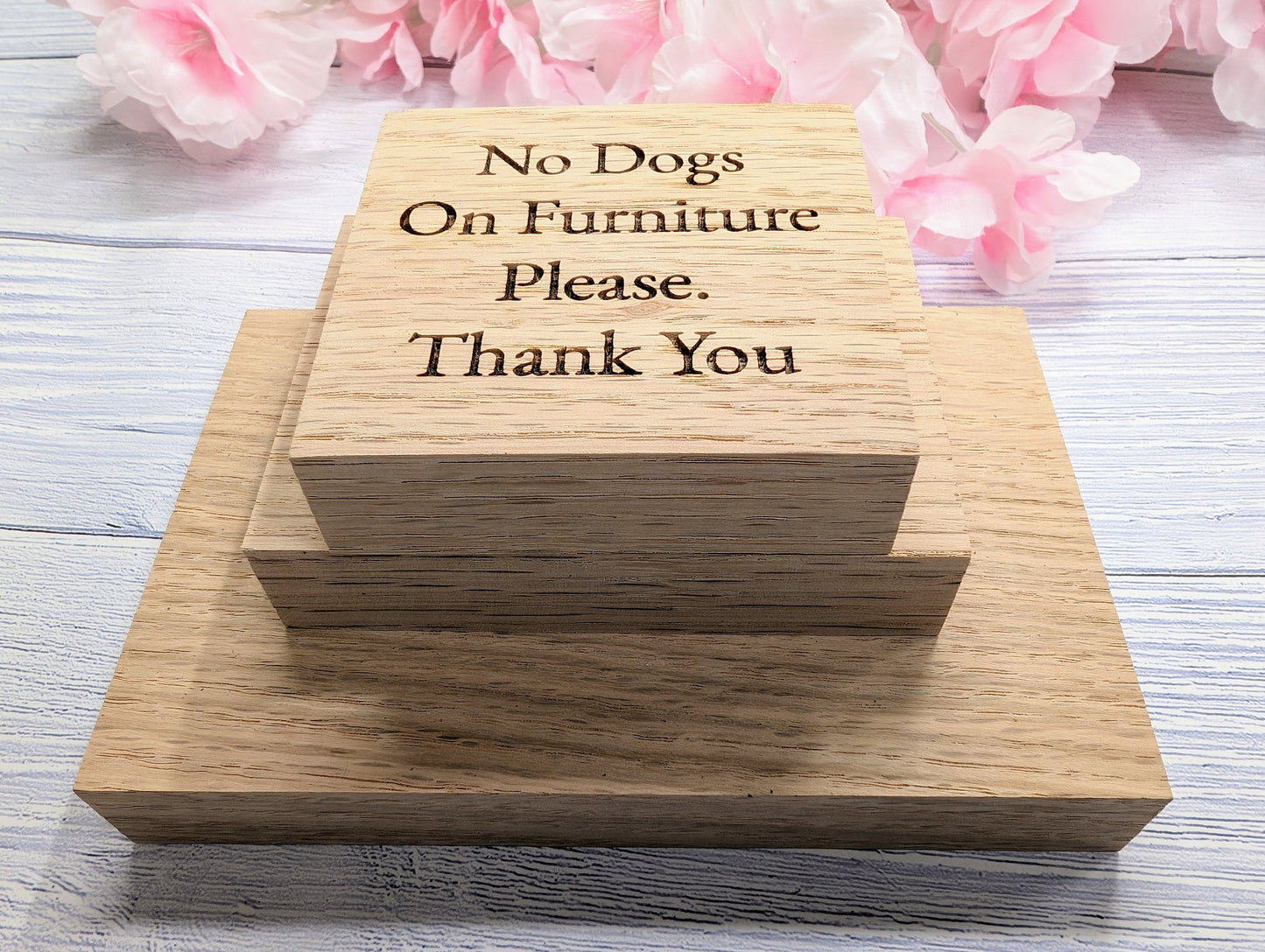 Custom Text Oak Block Freestanding Sign - 3 Sizes - Add Your Text & Optional Logo