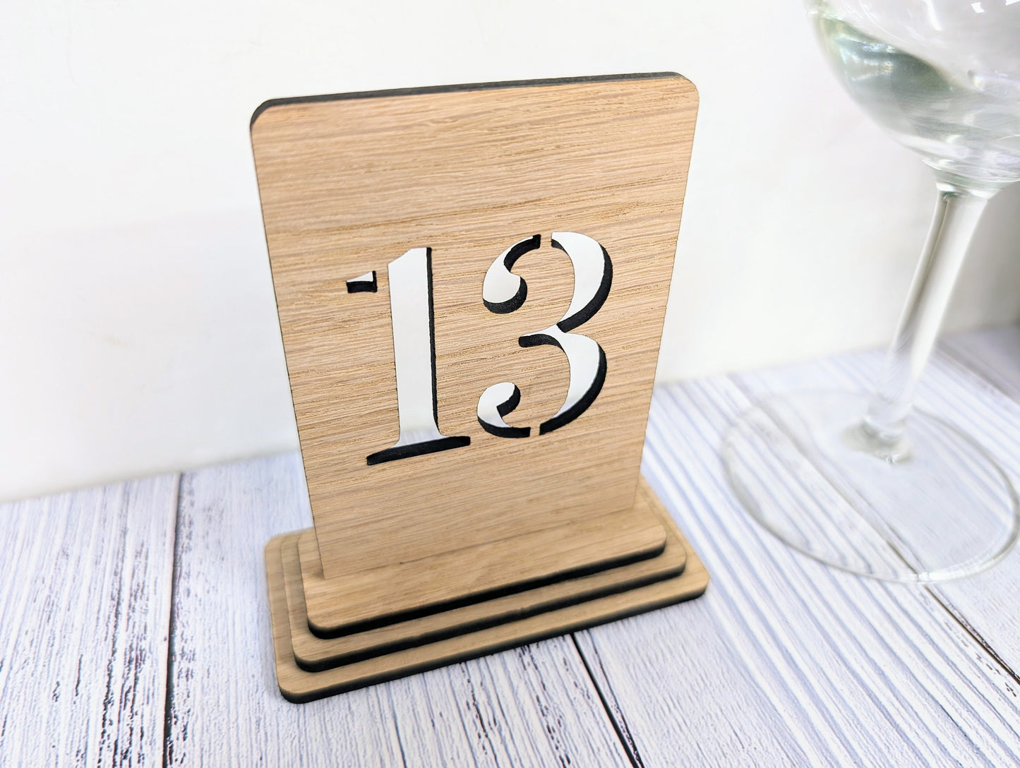 Wooden Table Number Signs, Freestanding, Single or Double-Sided, 2 Sizes