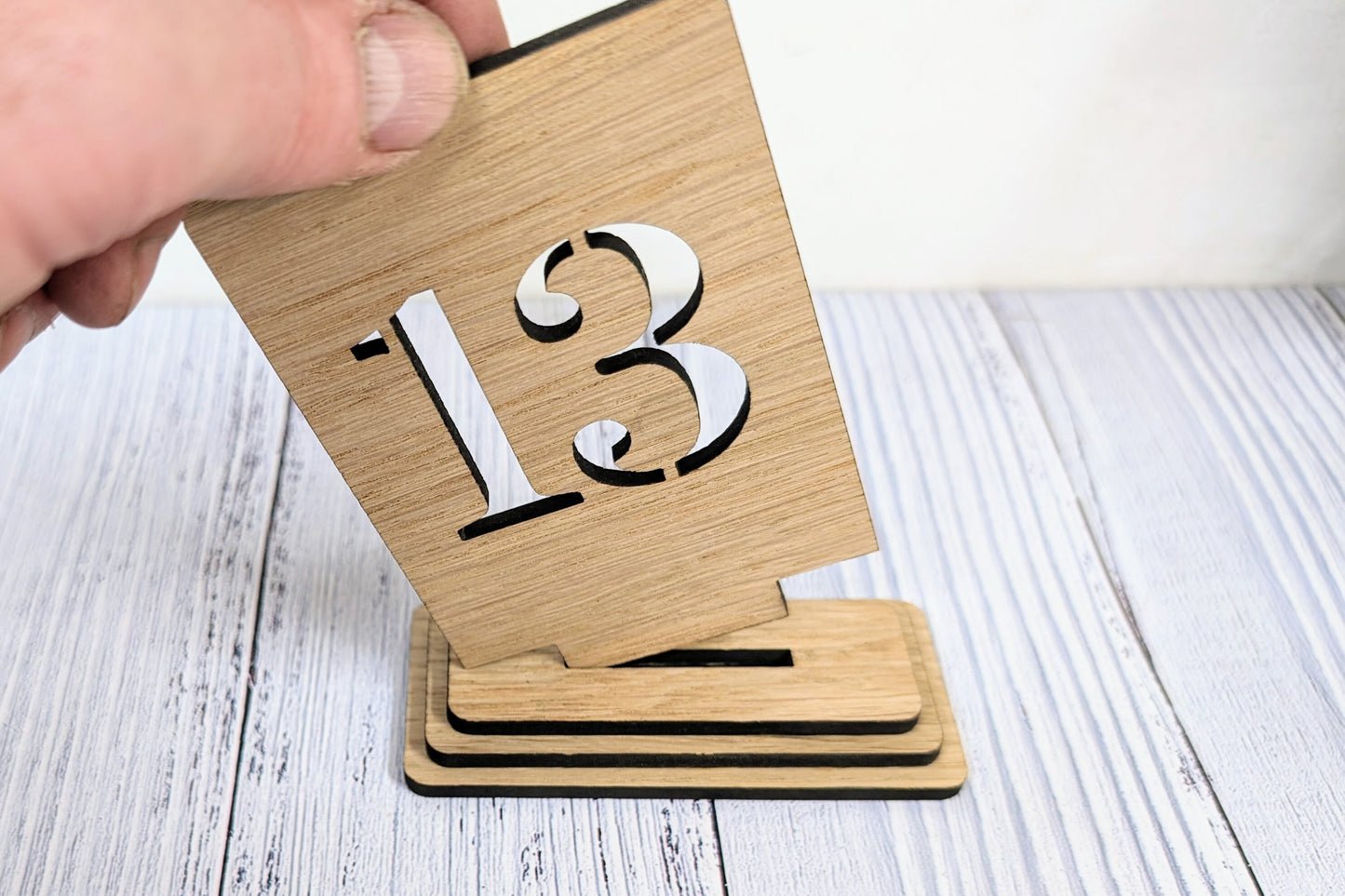 Wooden Table Number Signs, Freestanding, Single or Double-Sided, 2 Sizes