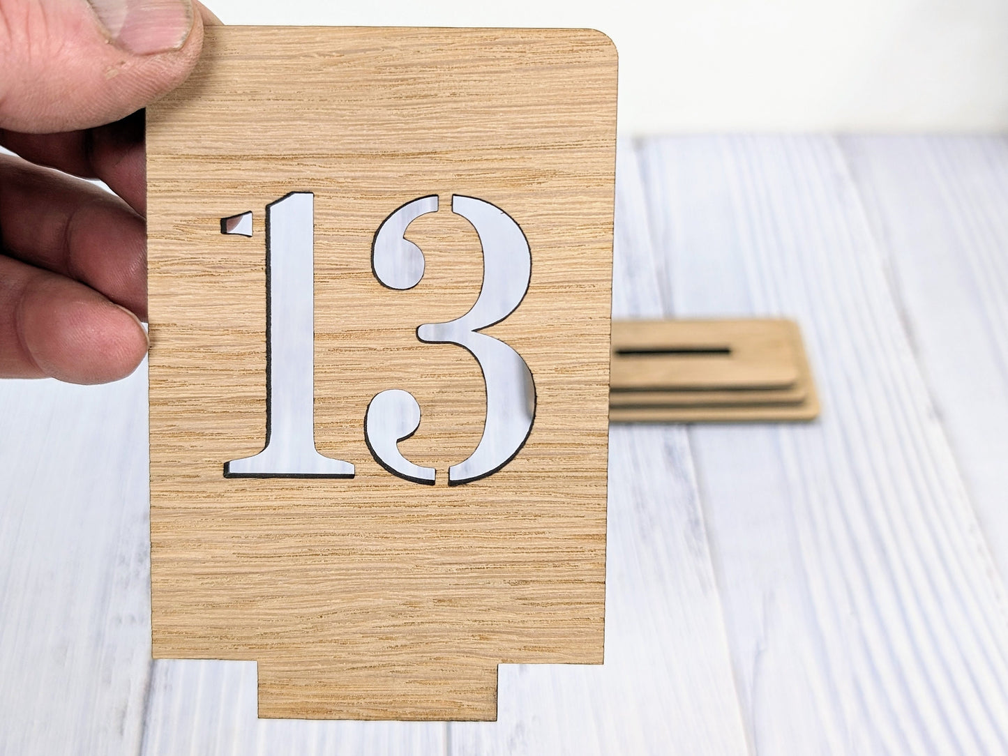 Wooden Table Number Signs, Freestanding, Single or Double-Sided, 2 Sizes