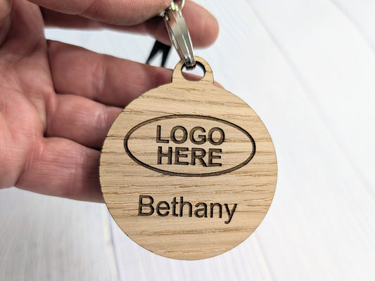 Name Badges, Eco-Friendly Round Staff ID Tags with Lanyards - Customisable with Logo, & Text, 60mm x 70mm, Bulk Discounts, Personalised Tags