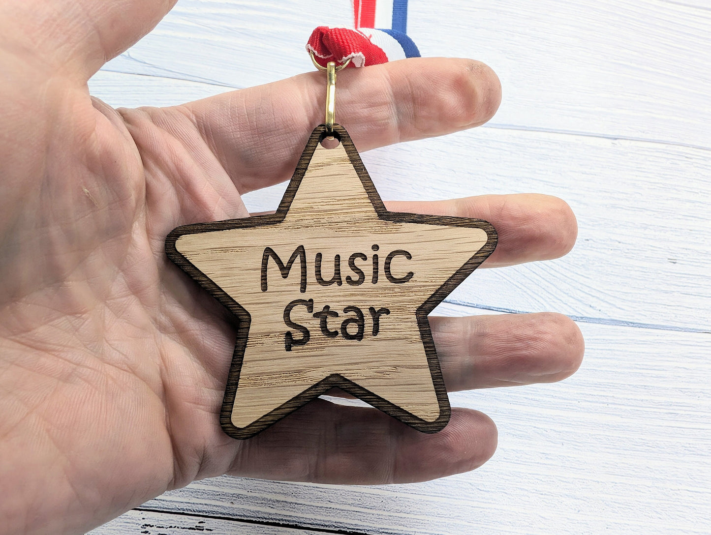 Personalised School Achievement Wooden Medals - Star-Shaped Awards for Students - Single or Bundle Pack, Sustainable Prize, Student Gift