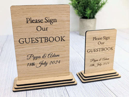 Personalised 'Please Sign Our Guestbook' Wooden Wedding & Party Sign