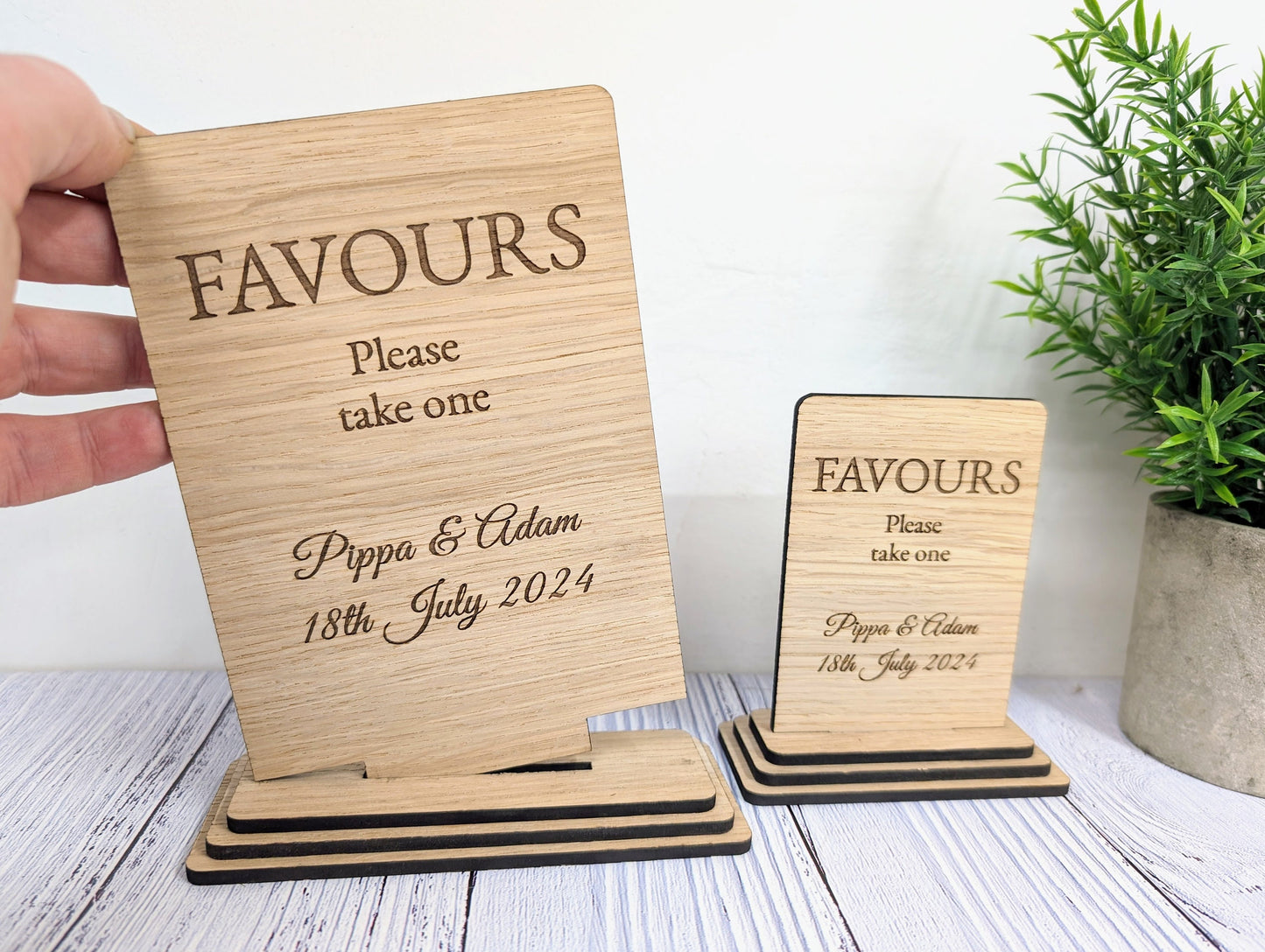 Personalised Wedding Sign 'Favours - Please Take One' - Custom Couples' Name, Date, Eco-Friendly Wooden Sign, Couples, Venues & Planners