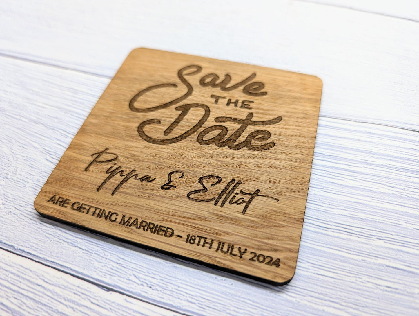 Personalised 'Save The Date' Wooden Coasters - Unique Wedding Favors