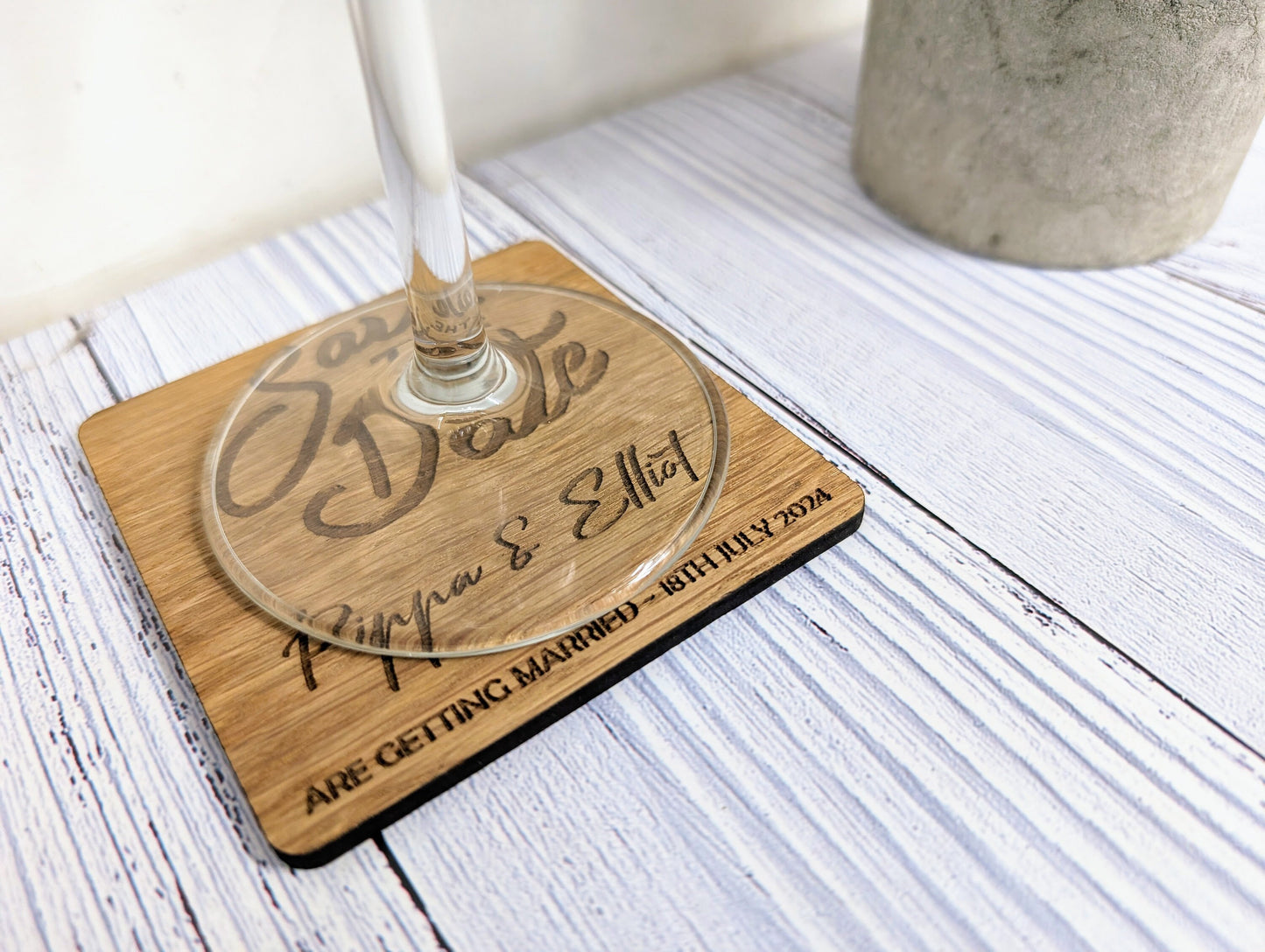 Personalised 'Save The Date' Wooden Coasters - Unique Wedding Favors