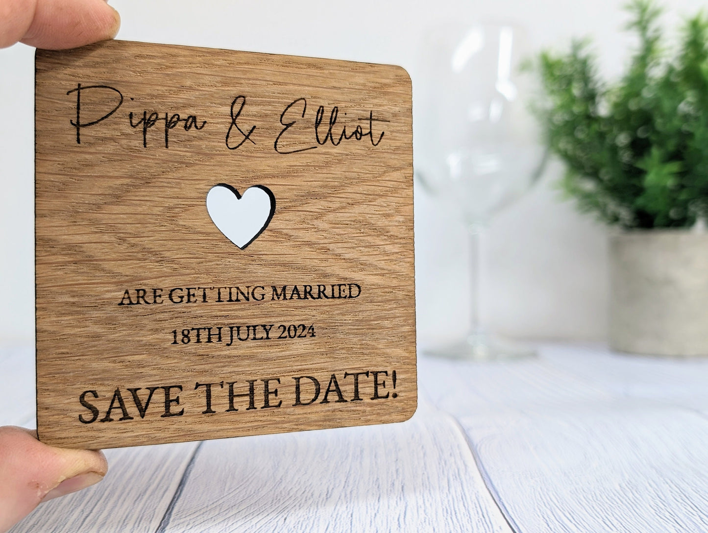 Custom 'Save The Date' Wooden Coasters - Unique Wedding Favors