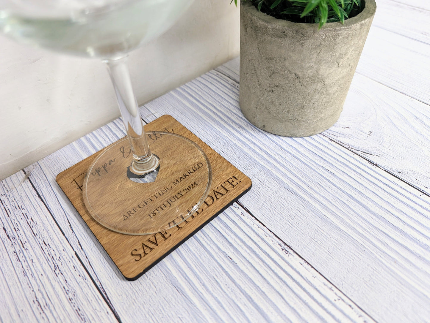 Custom 'Save The Date' Wooden Coasters - Unique Wedding Favors