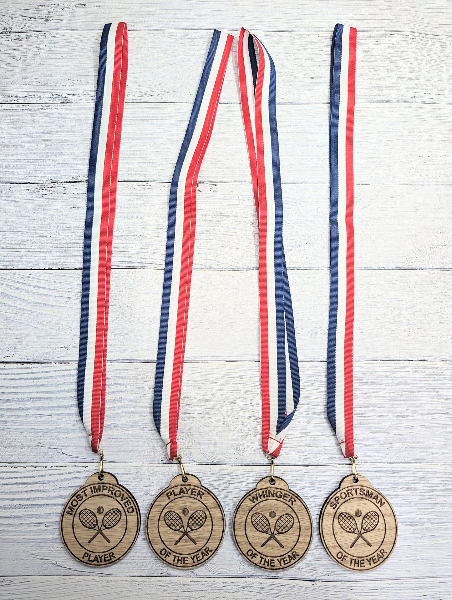 Custom Tennis-Themed Wooden Medals - Personalised for Players and Clubs