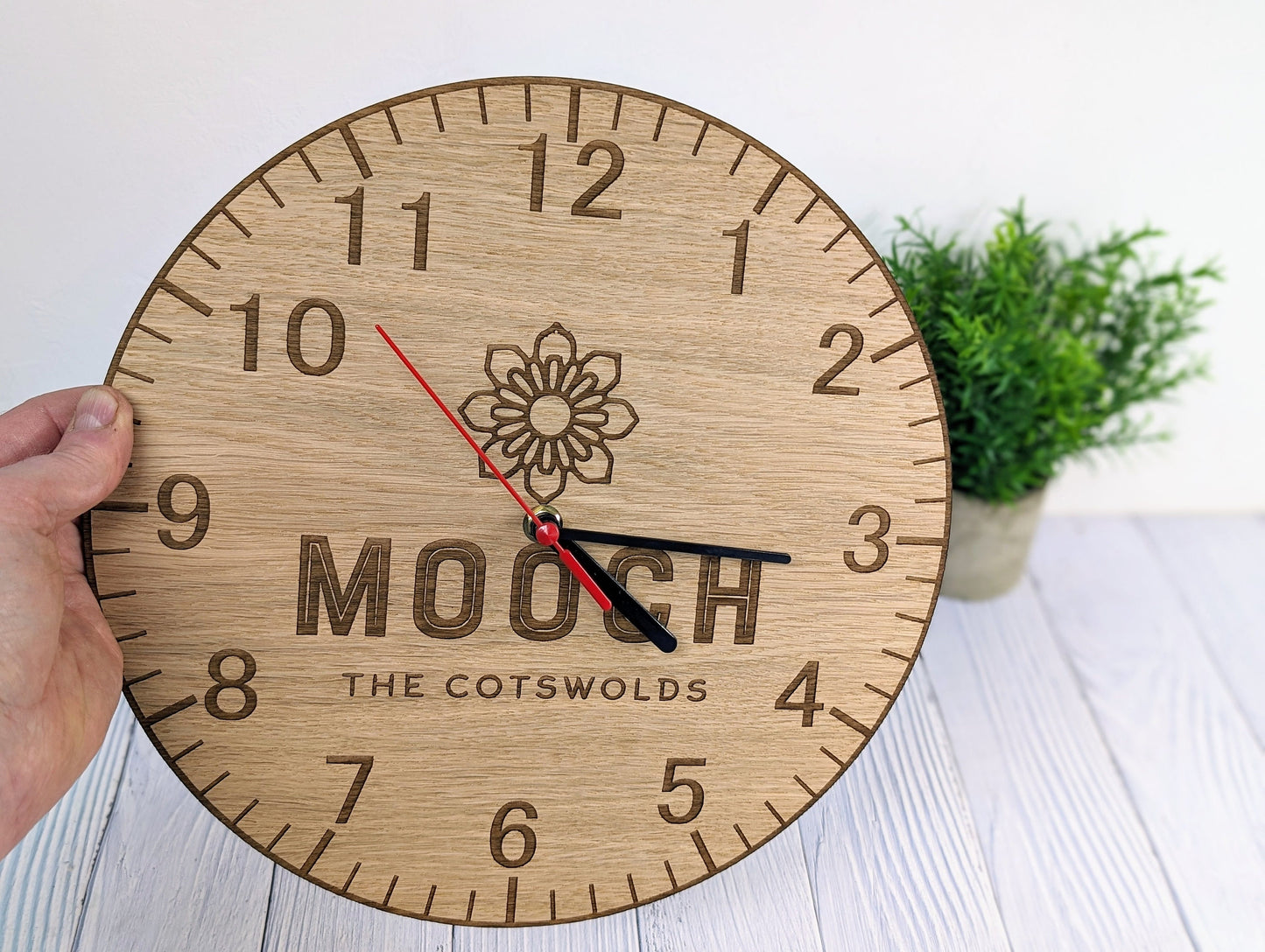 Custom Engraved Wooden Logo Wall Clock - Personalised Branded Timepiece