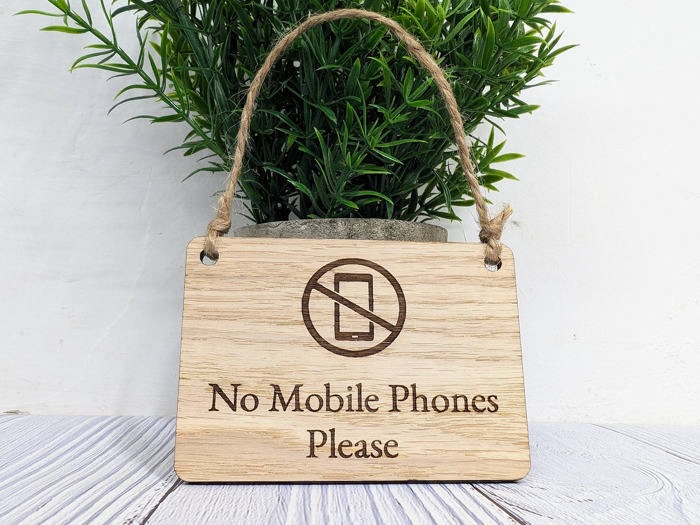 No Mobile Phones Please Wooden Sign - Eco-Conscious Indoor Signage - Available in 4 Sizes, Door Sign, Wall Sign, Bulk Welcome