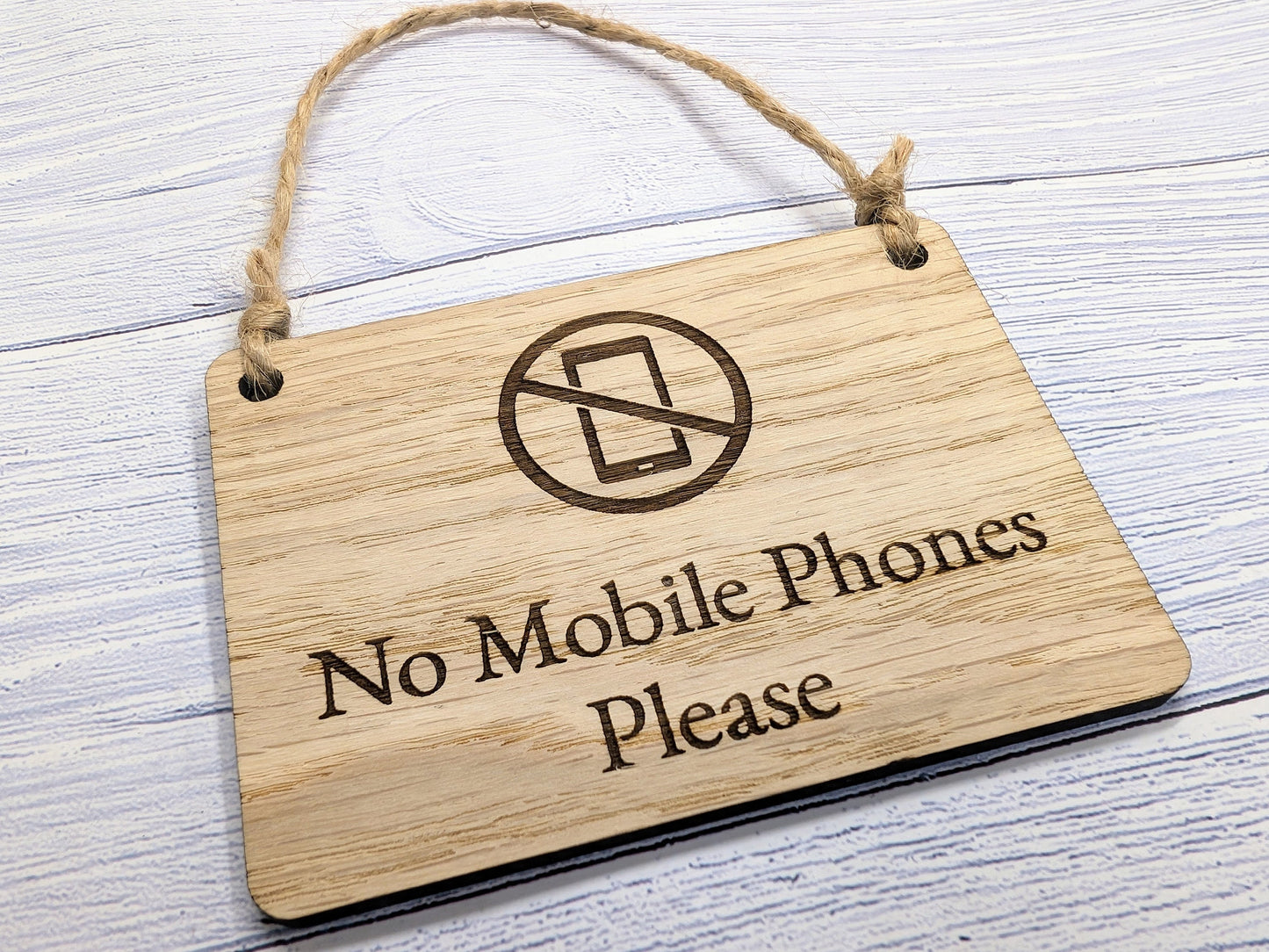 No Mobile Phones Please Wooden Sign - Eco-Conscious Indoor Signage - Available in 4 Sizes, Door Sign, Wall Sign, Bulk Welcome