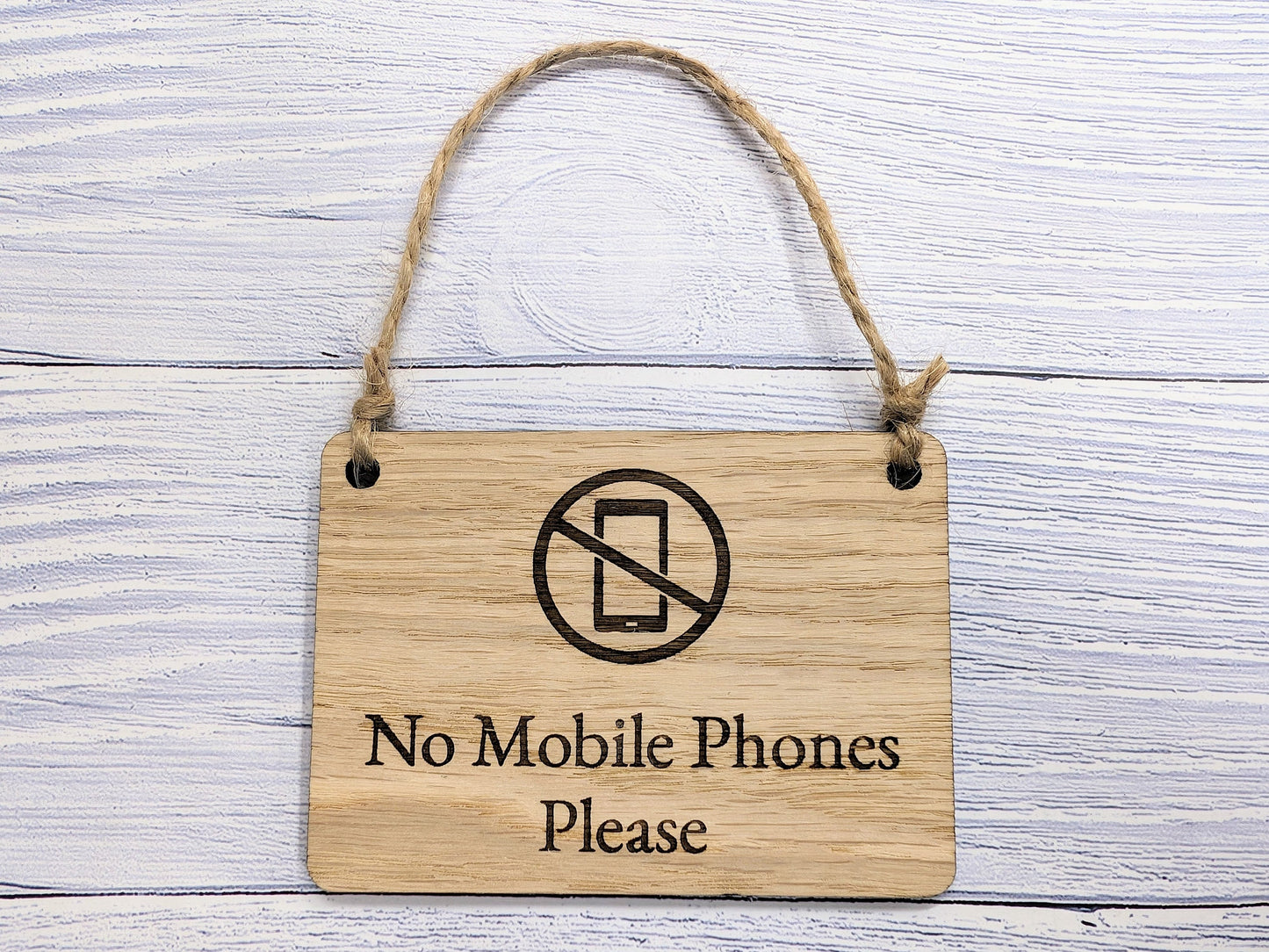 No Mobile Phones Please Wooden Sign - Eco-Conscious Indoor Signage - Available in 4 Sizes, Door Sign, Wall Sign, Bulk Welcome