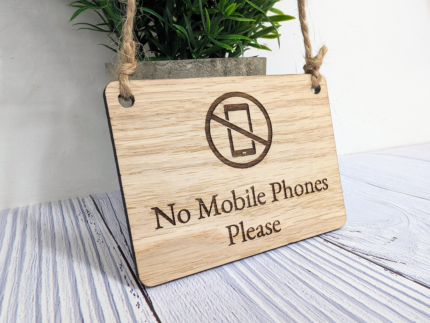 No Mobile Phones Please Wooden Sign - Eco-Conscious Indoor Signage - Available in 4 Sizes, Door Sign, Wall Sign, Bulk Welcome