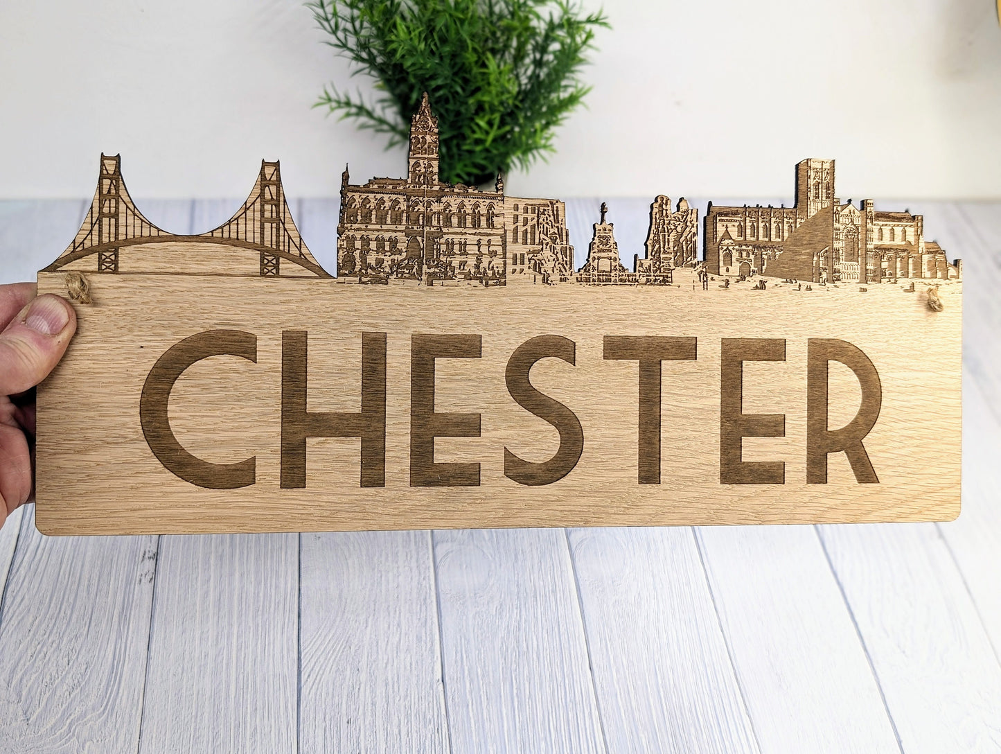 Chester City Wooden Sign – Iconic Landmarks Design