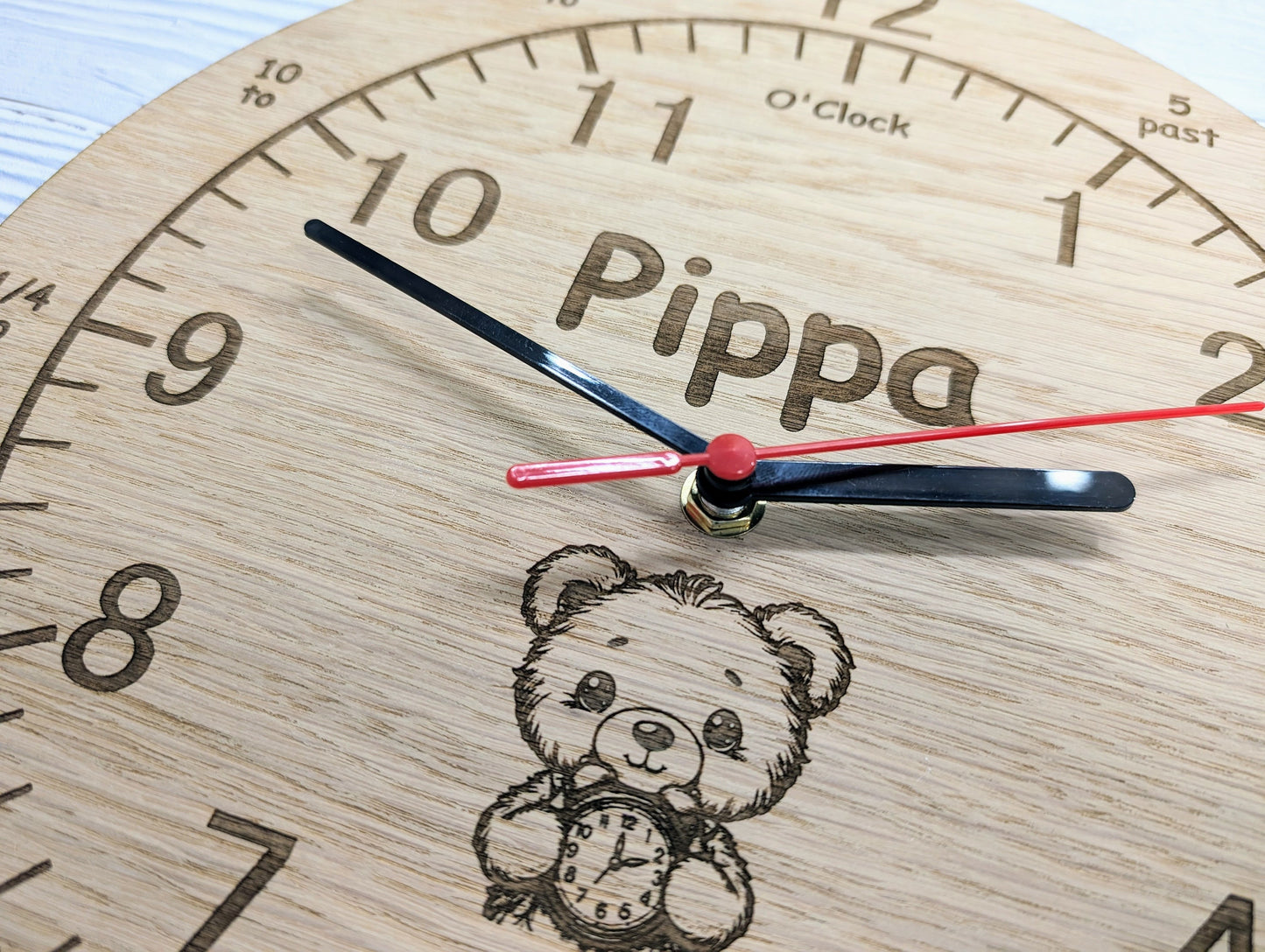 Personalised Children's Learning Wooden Clock – Educational Time-Telling