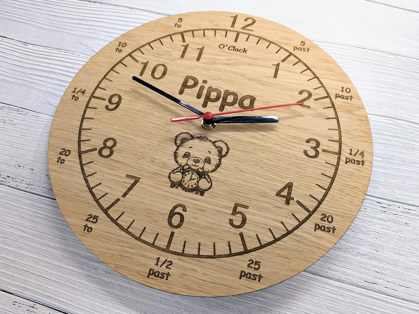 Personalised Children's Learning Wooden Clock – Educational Time-Telling