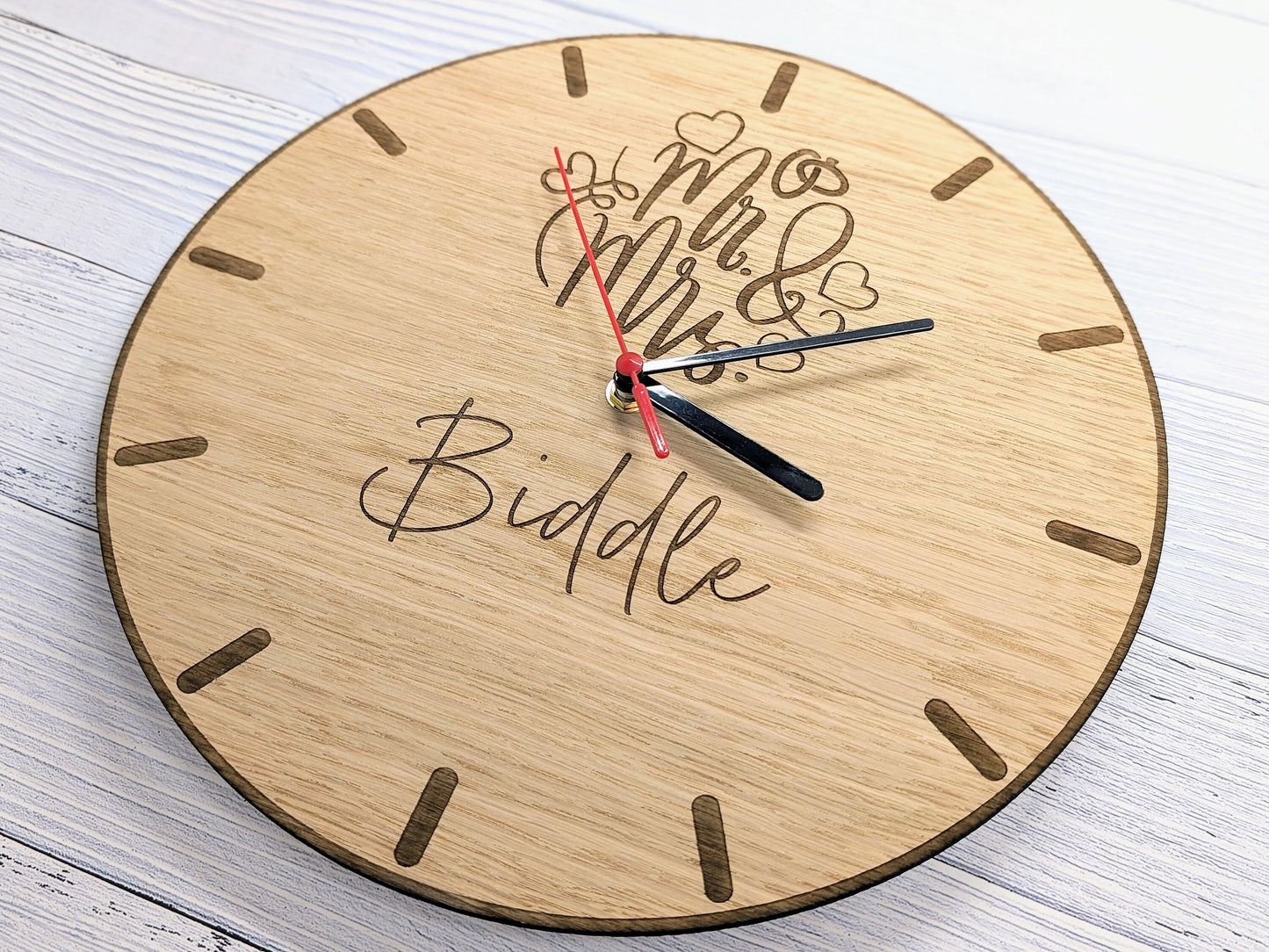 Personalised 'Mr & Mrs' Wooden Clock - 30cm Eco Gift Idea