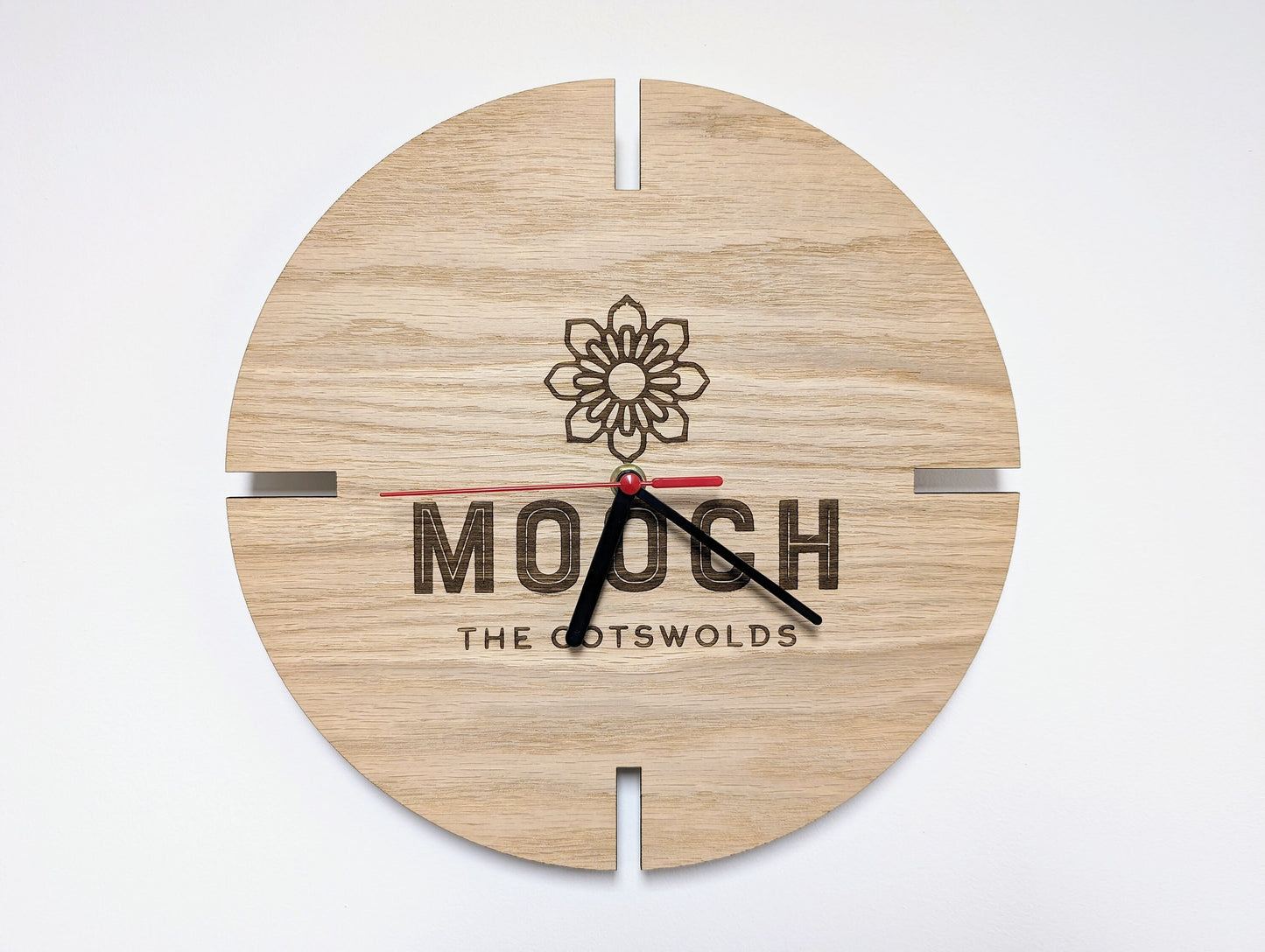 Personalised Engraved Wooden Logo Wall Clock - Bespoke Branded Timepiece