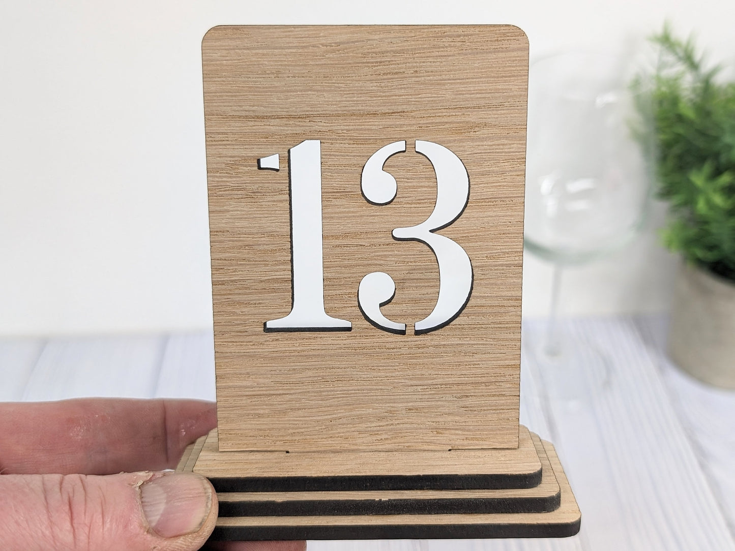 Wooden Table Number Signs, Freestanding, Single or Double-Sided, 2 Sizes