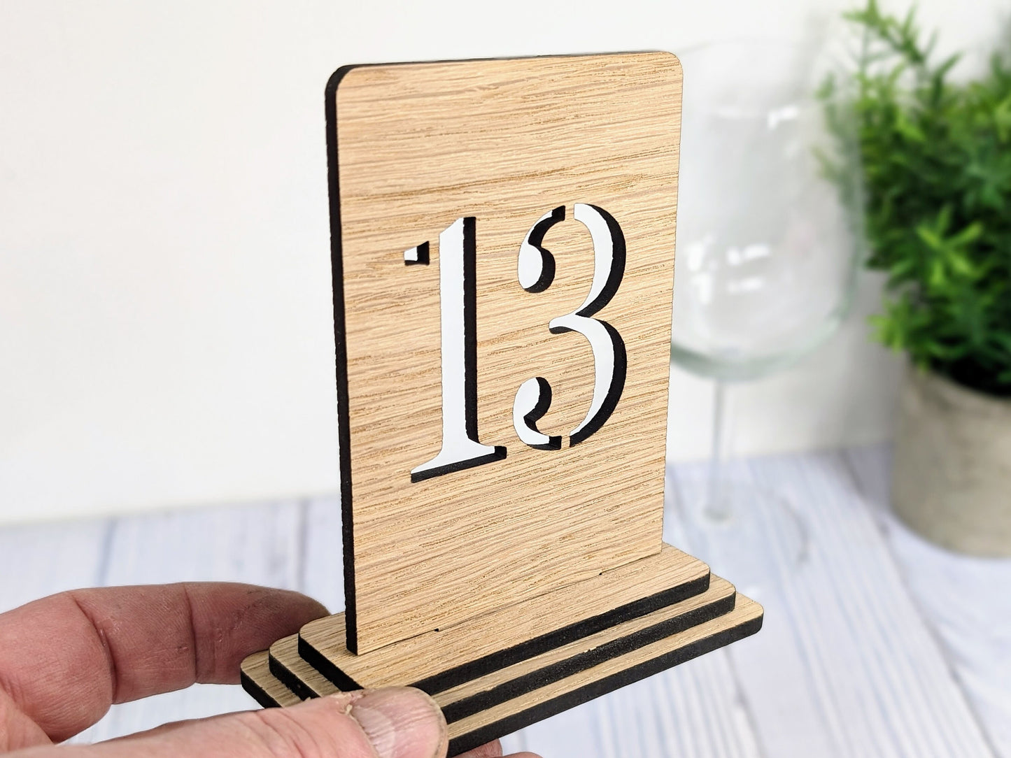 Wooden Table Number Signs, Freestanding, Single or Double-Sided, 2 Sizes