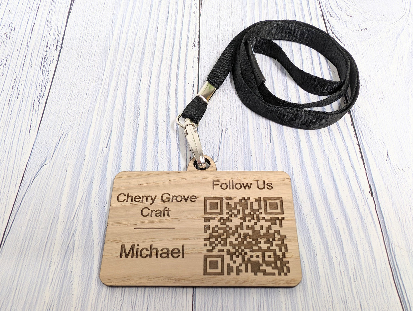 Interactive QR Code Eco-Friendly Name Badges with Eco Lanyards - Personalised Staff Name, Company Name or Logo - Event, Exhibition Badges