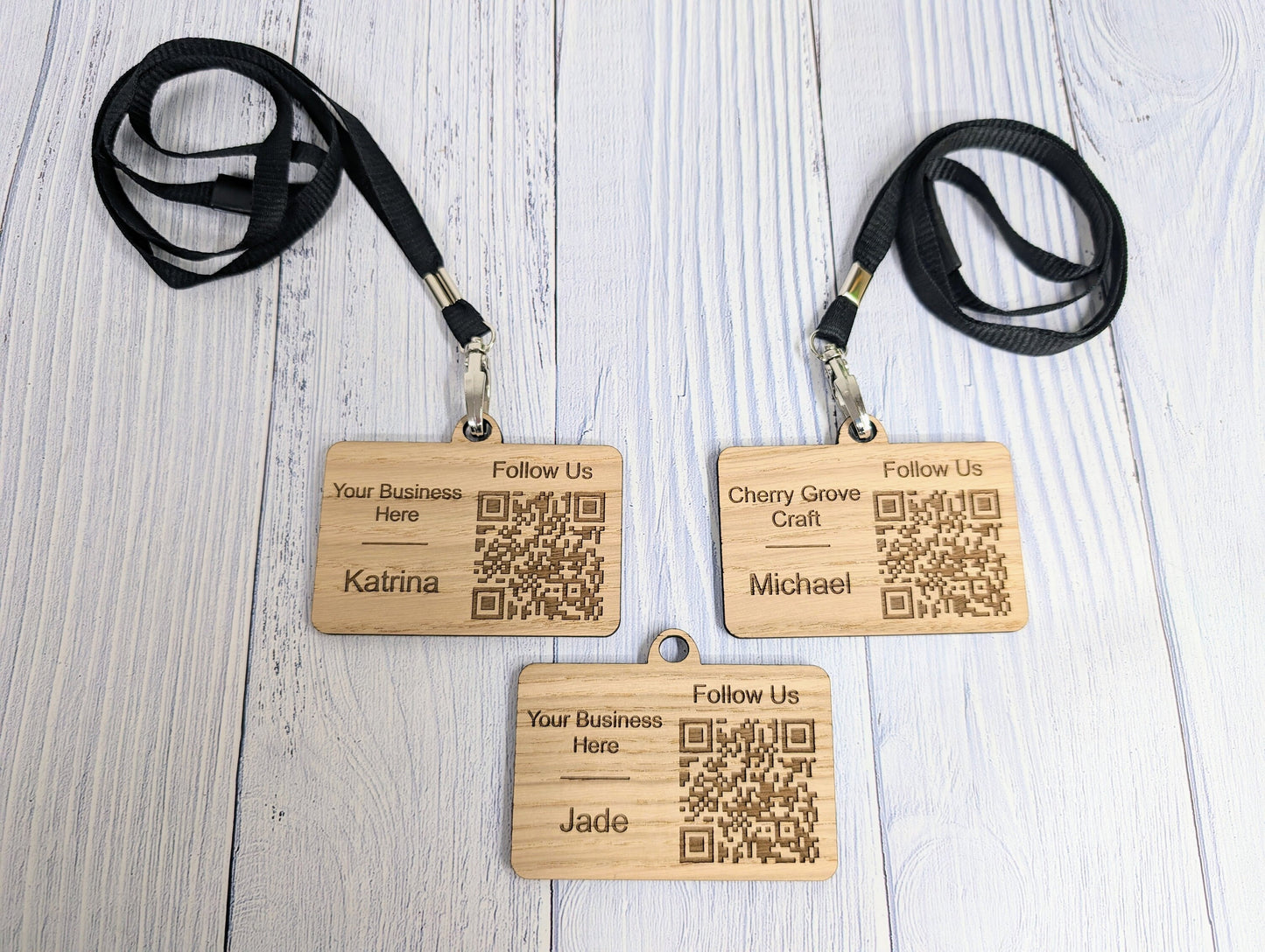 Interactive QR Code Eco-Friendly Name Badges with Eco Lanyards - Personalised Staff Name, Company Name or Logo - Event, Exhibition Badges