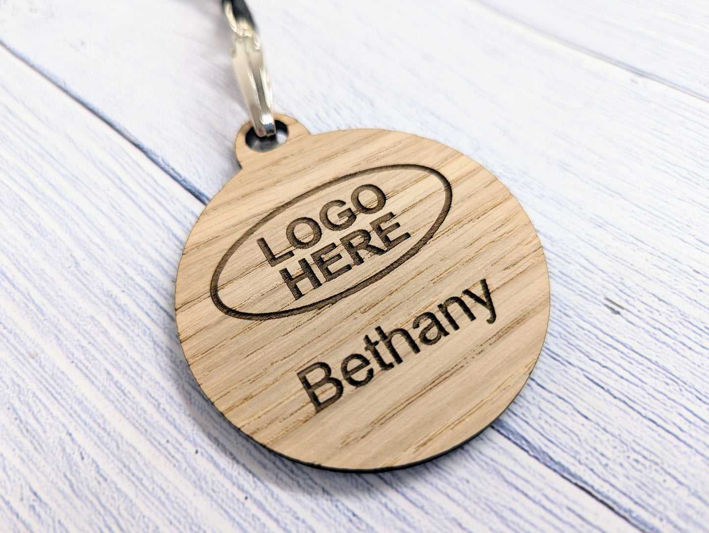 Name Badges, Eco-Friendly Round Staff ID Tags with Lanyards - Customisable with Logo, & Text, 60mm x 70mm, Bulk Discounts, Personalised Tags