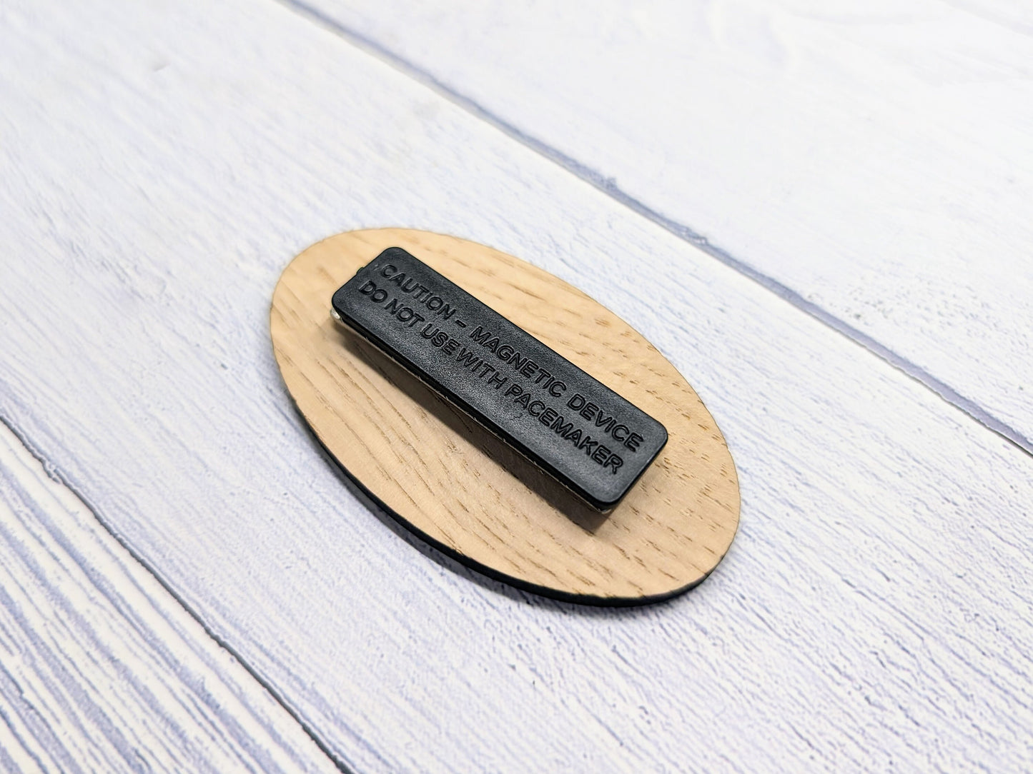 Personalised Oak Veneer Name Badge - Eco-Friendly, Oval 'Please Be Kind to Our Team' - Customisable for Company Name & Job Title