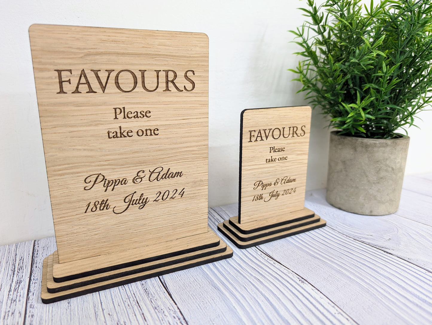 Personalised Wedding Sign 'Favours - Please Take One' - Custom Couples' Name, Date, Eco-Friendly Wooden Sign, Couples, Venues & Planners