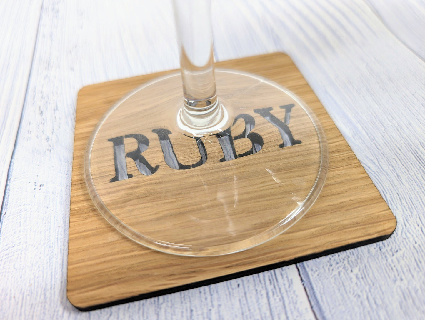 Personalised Wooden Square Coasters - Name Cut-Out