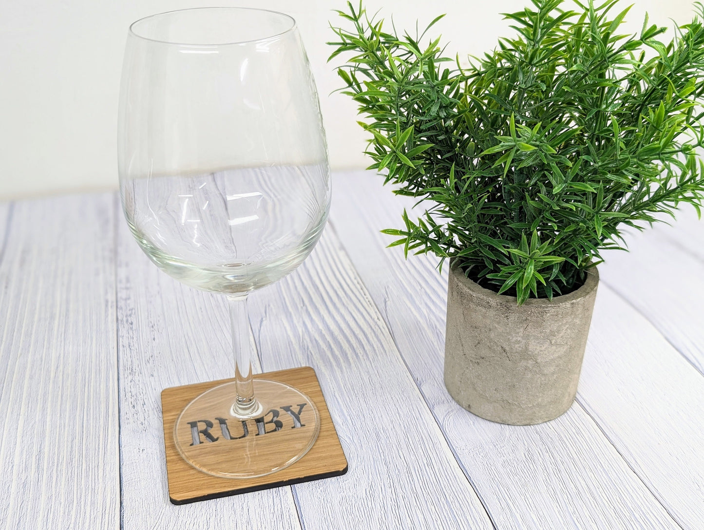 Personalised Wooden Square Coasters - Name Cut-Out