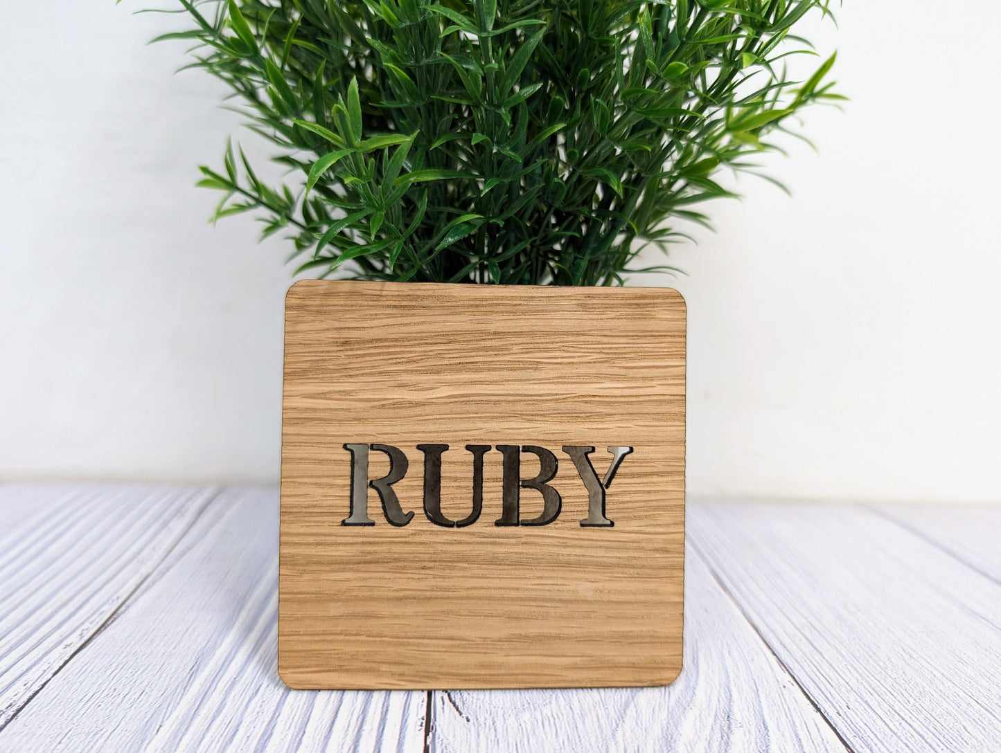 Personalised Wooden Square Coasters - Name Cut-Out