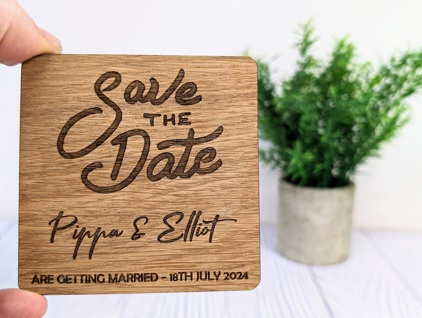 Personalised 'Save The Date' Wooden Coasters - Unique Wedding Favors