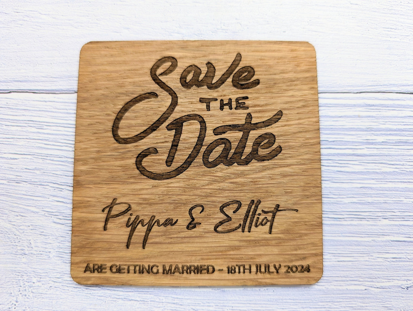 Personalised 'Save The Date' Wooden Coasters - Unique Wedding Favors