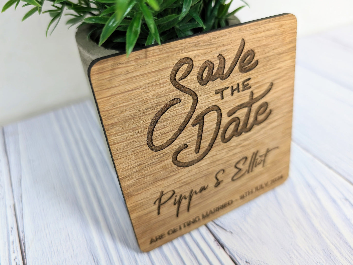 Personalised 'Save The Date' Wooden Coasters - Unique Wedding Favors