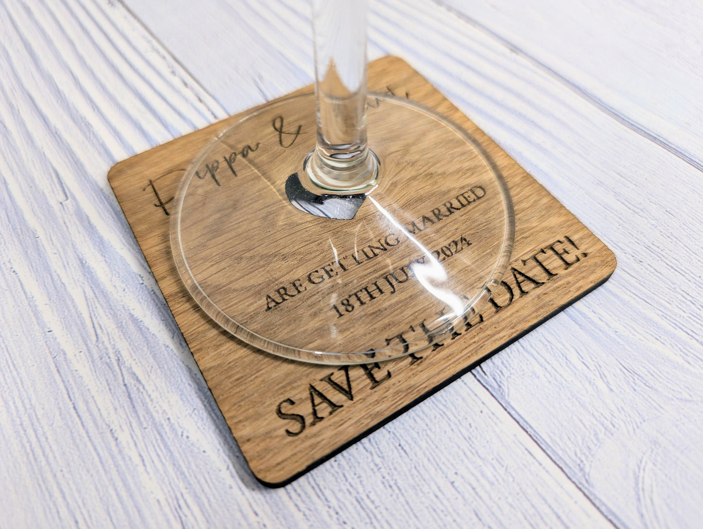 Custom 'Save The Date' Wooden Coasters - Unique Wedding Favors