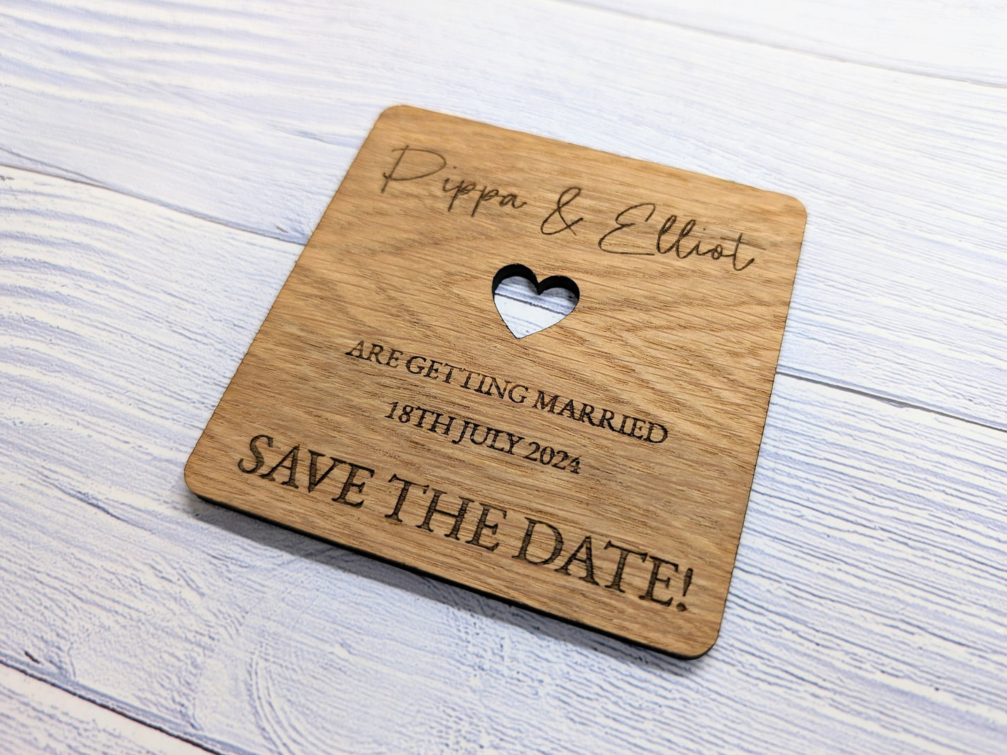 Custom 'Save The Date' Wooden Coasters - Unique Wedding Favors