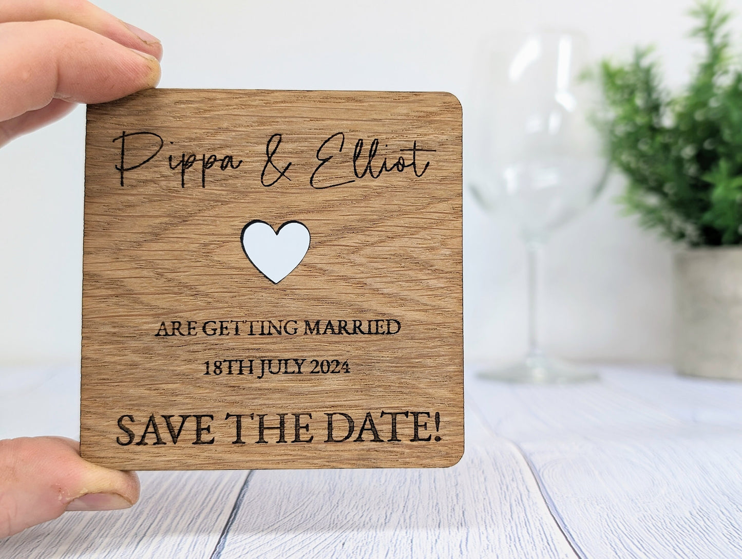 Custom 'Save The Date' Wooden Coasters - Unique Wedding Favors