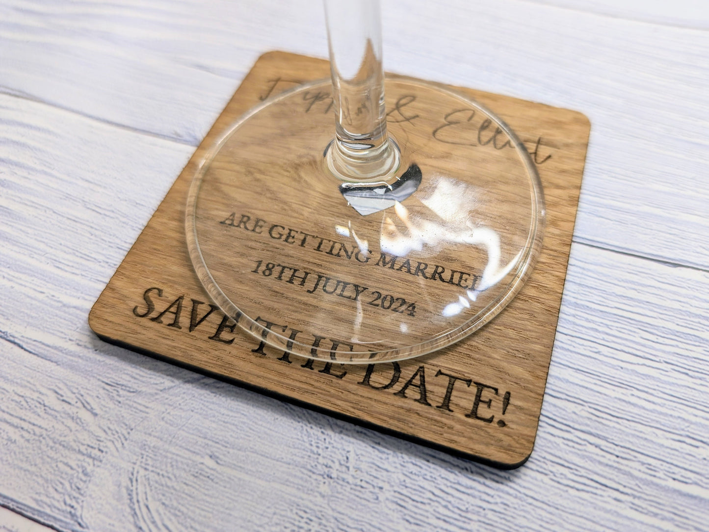 Custom 'Save The Date' Wooden Coasters - Unique Wedding Favors